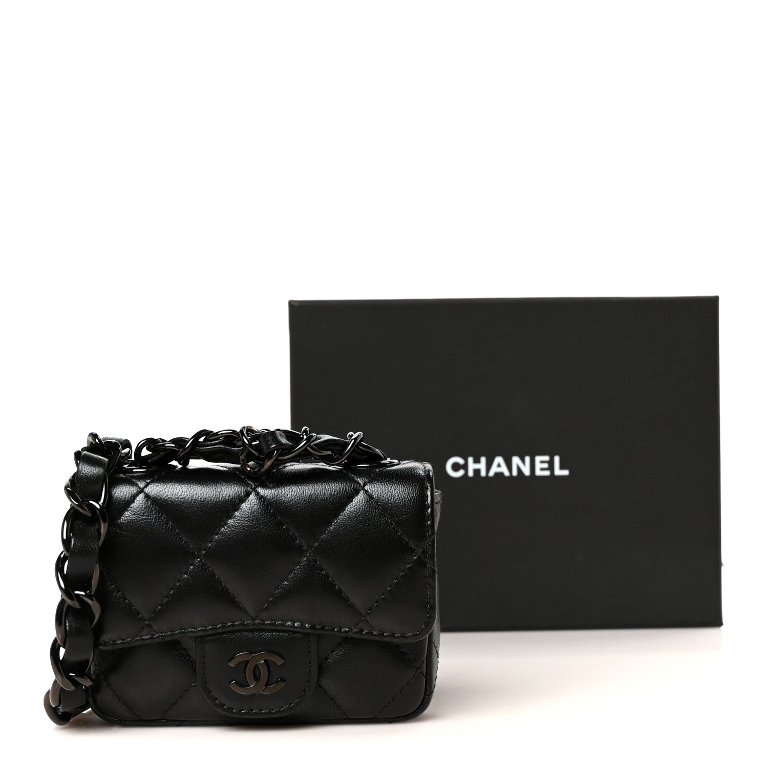Chanel Lambskin Quilted Mini Chain Belt Bag So Black 11 of 11