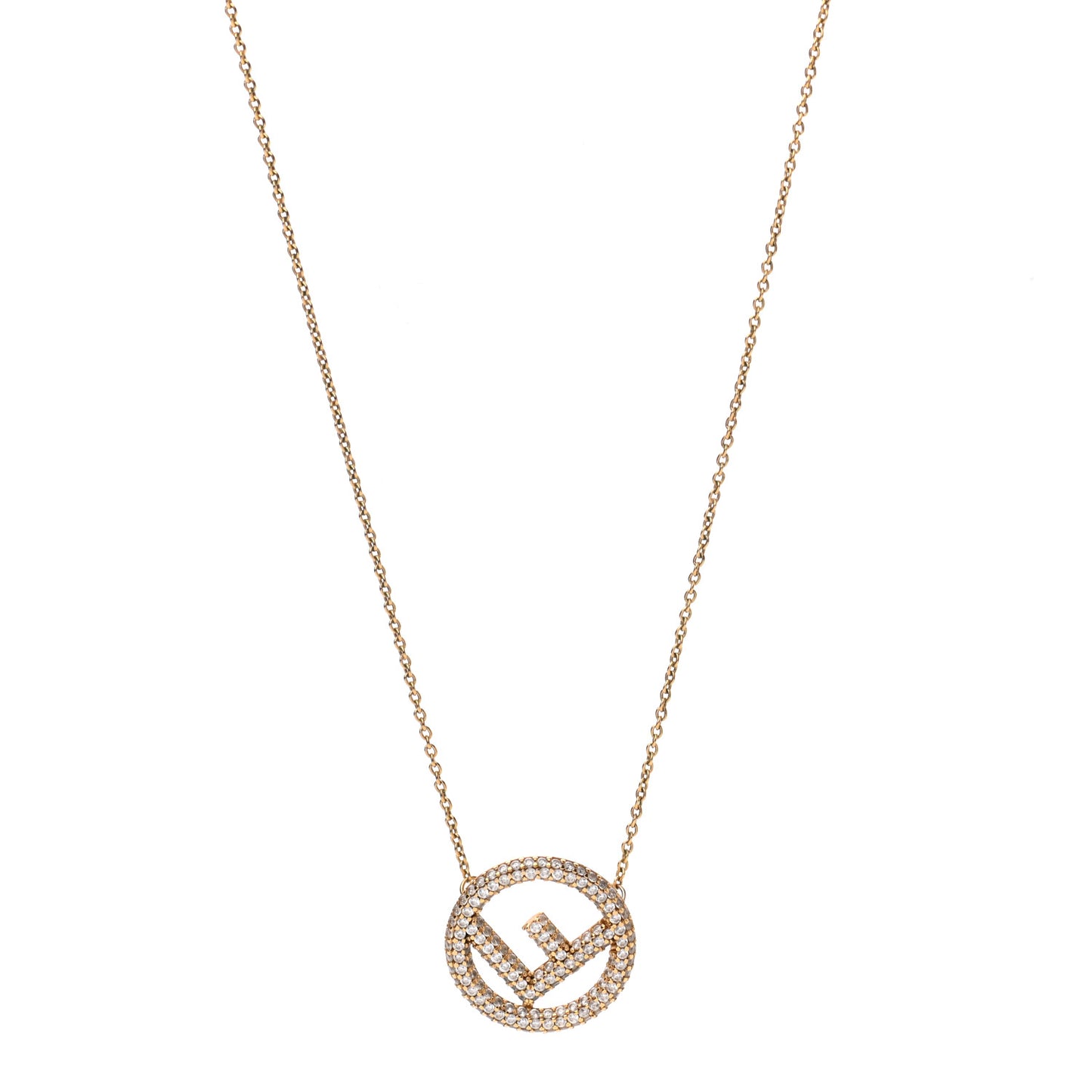 Metal Crystal F is Fendi Necklace Gold