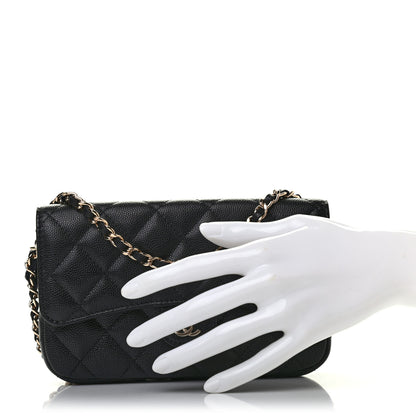 Chanel Caviar Quilted Flap Phone Holder With Chain Black 2 of 8