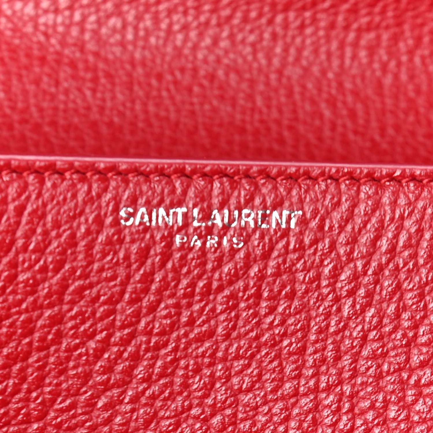 Saint Laurent Grained Calfskin Medium Monogram Sunset Satchel Red 6 of 9
