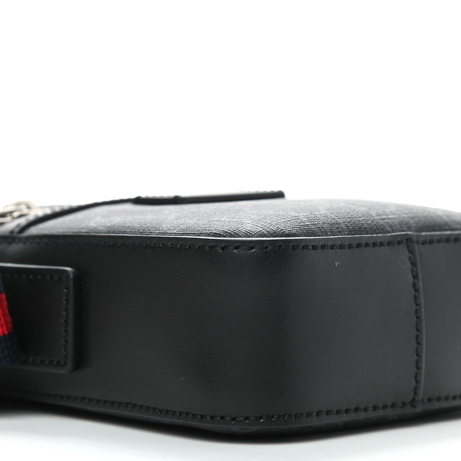 Gucci GG Supreme Monogram Appia Calfskin Web Small Camera Messenger Bag Black Grey 4 of 8