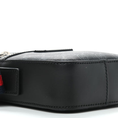 Gucci GG Supreme Monogram Appia Calfskin Web Small Camera Messenger Bag Black Grey 4 of 8