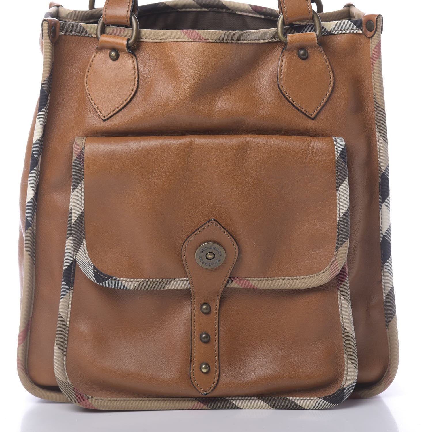 Burberry Calfskin Nova Check Shoulder Bag Tan 13 of 16