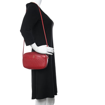 Saint Laurent Lambskin Quilted Victoire Camera Bag Rouge Eros 2 of 11