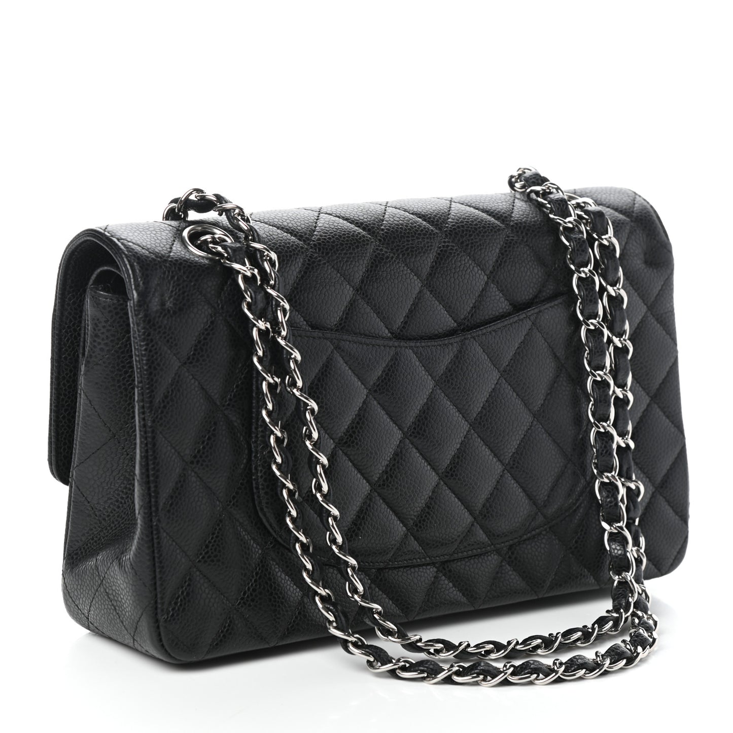 Caviar Quilted Medium Double Flap Black