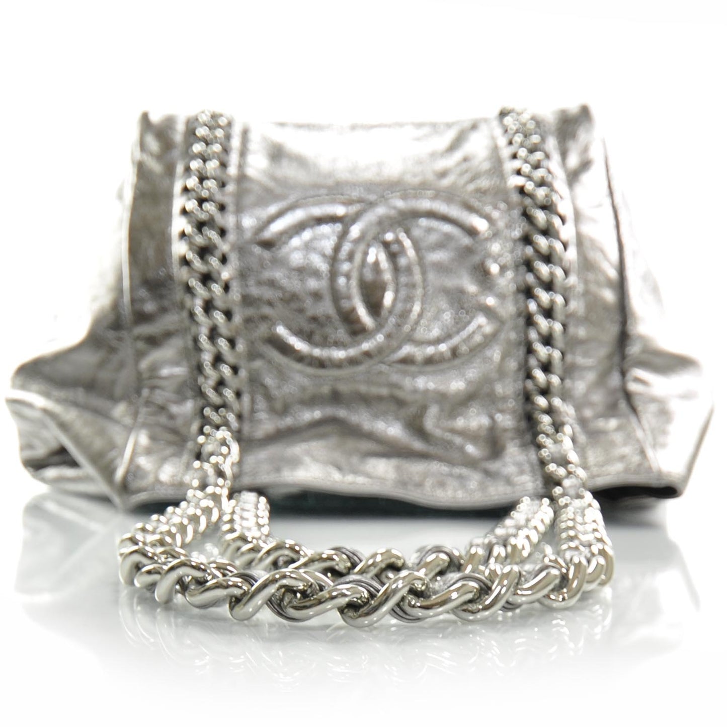 Leather XL Modern Chain Tote Metallic