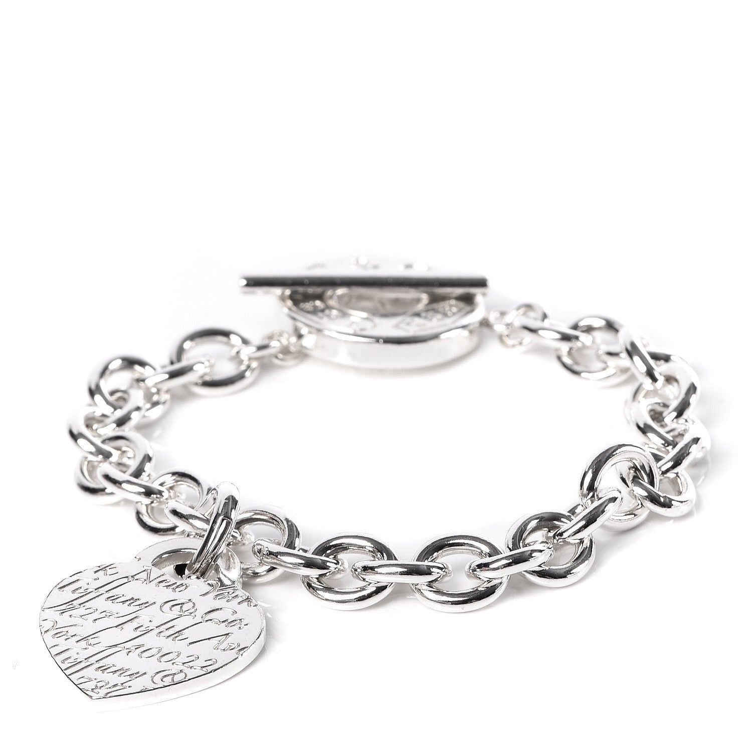 Tiffany Sterling Silver Notes Heart Tag Toggle Bracelet 1 of 6