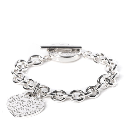 Tiffany Sterling Silver Notes Heart Tag Toggle Bracelet 1 of 6
