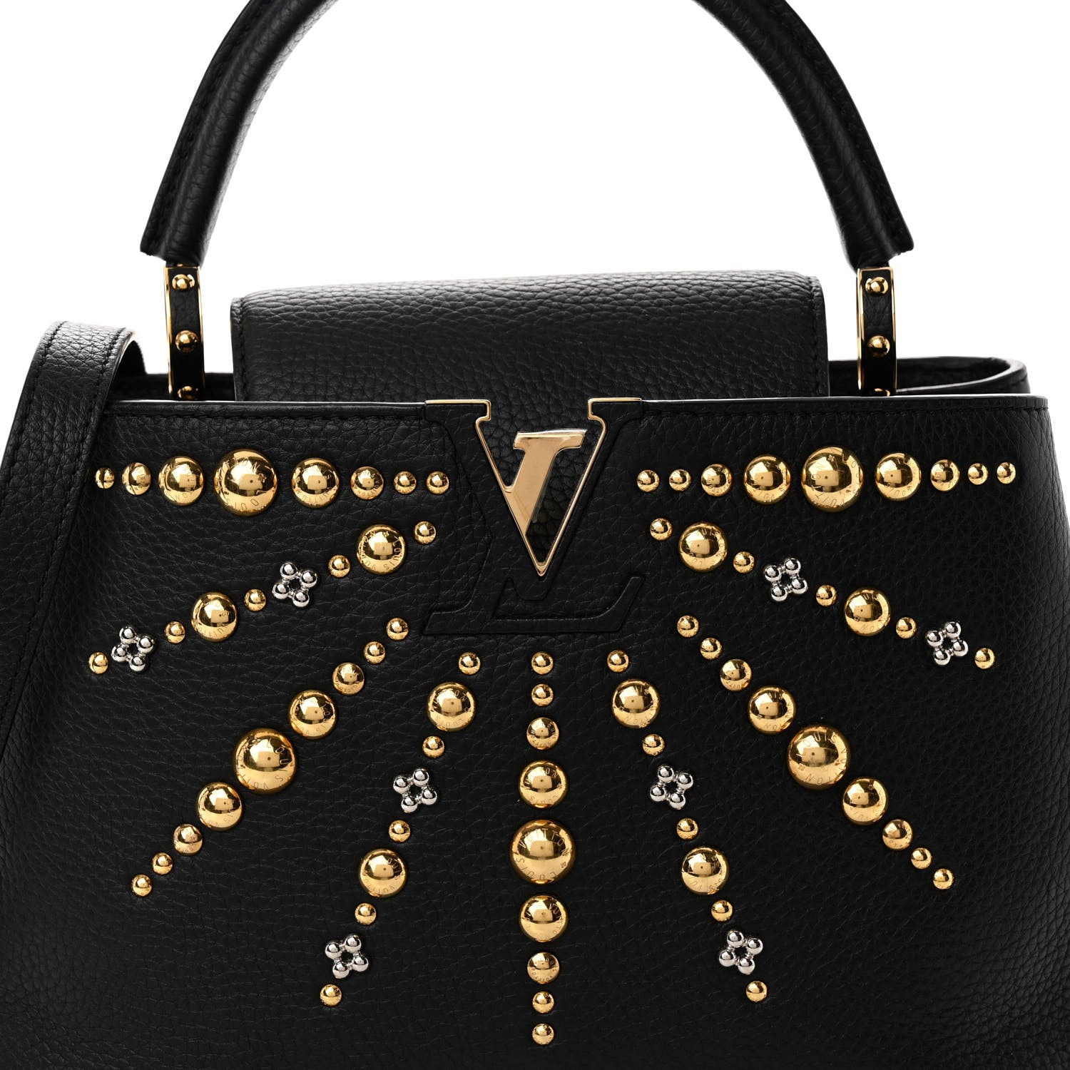 Louis Vuitton Taurillon Studded Sol Capucines PM Black 7 of 9