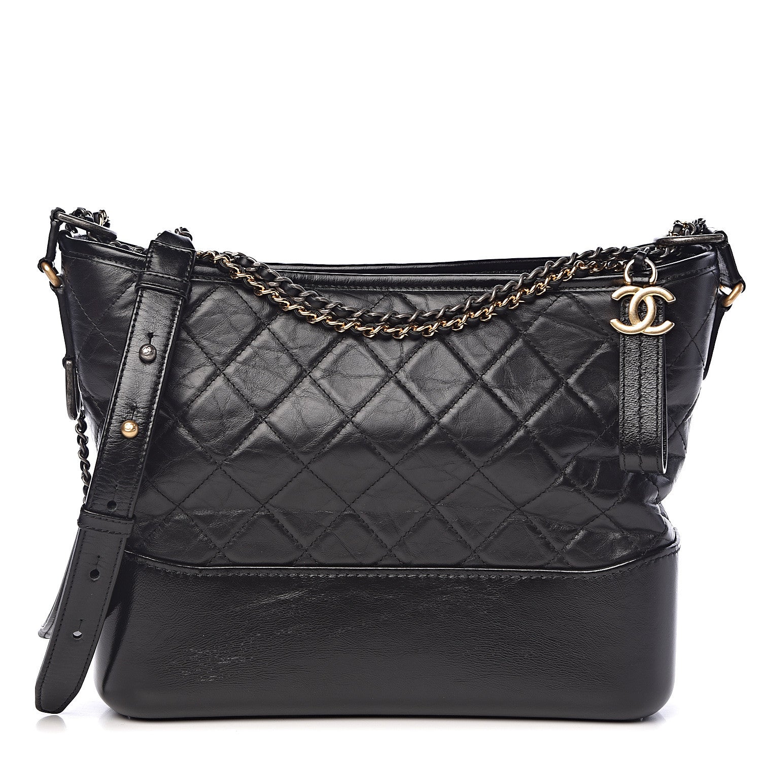 Chanel Aged Calfskin Quilted Medium Gabrielle Hobo Black 1 of 13