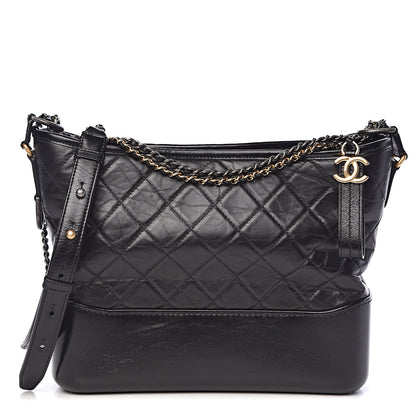 Chanel Aged Calfskin Quilted Medium Gabrielle Hobo Black 1 of 13
