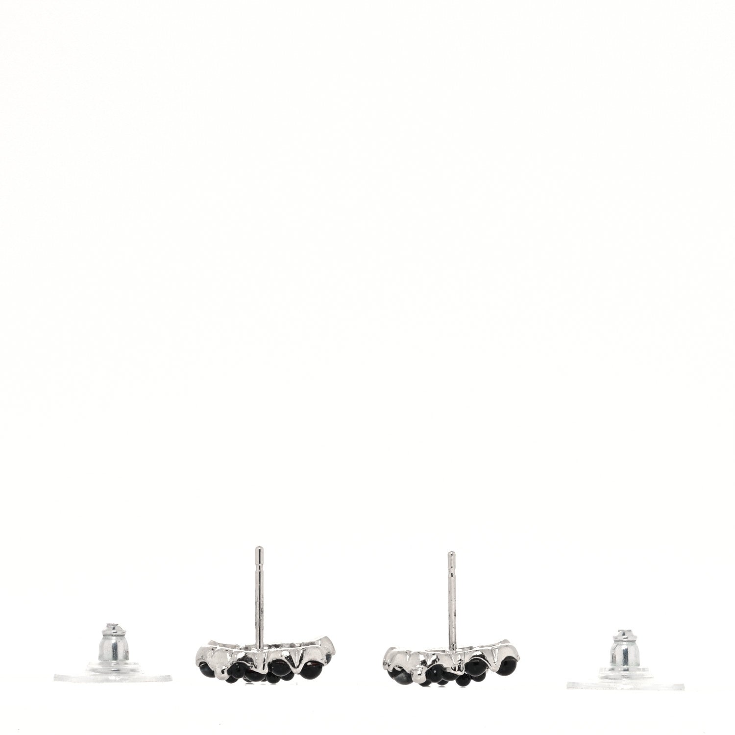 Chanel Ruthenium Studded Pearl CC Earrings Black 3 of 4