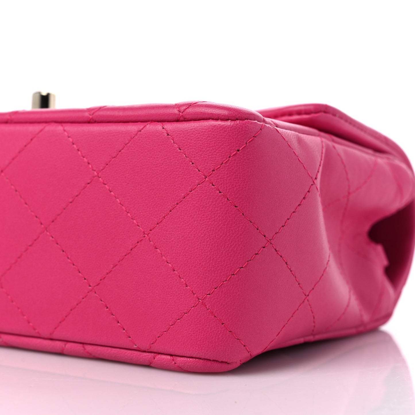 Lambskin Quilted Mini Rectangular Flap Fuchsia