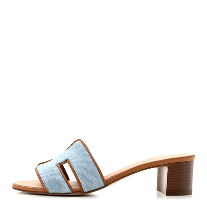 Hermes Denim Braided Nappa Oasis Sandals 38 Bleu Clair Naturel 1 of 10