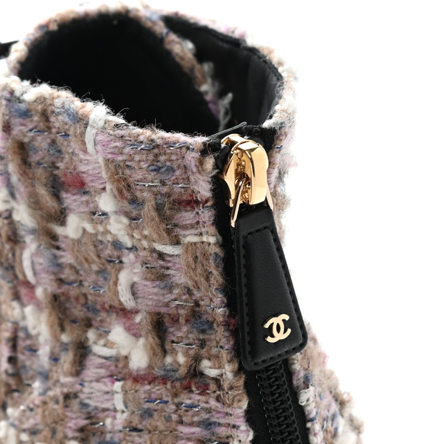 Chanel Tweed Calfskin Pearl Combat Short Boots 38.5 Multicolor 9 of 11