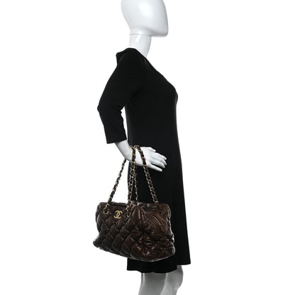 Chanel Calfskin Bubble Quilt Bowler Dark Brown 2 of 14