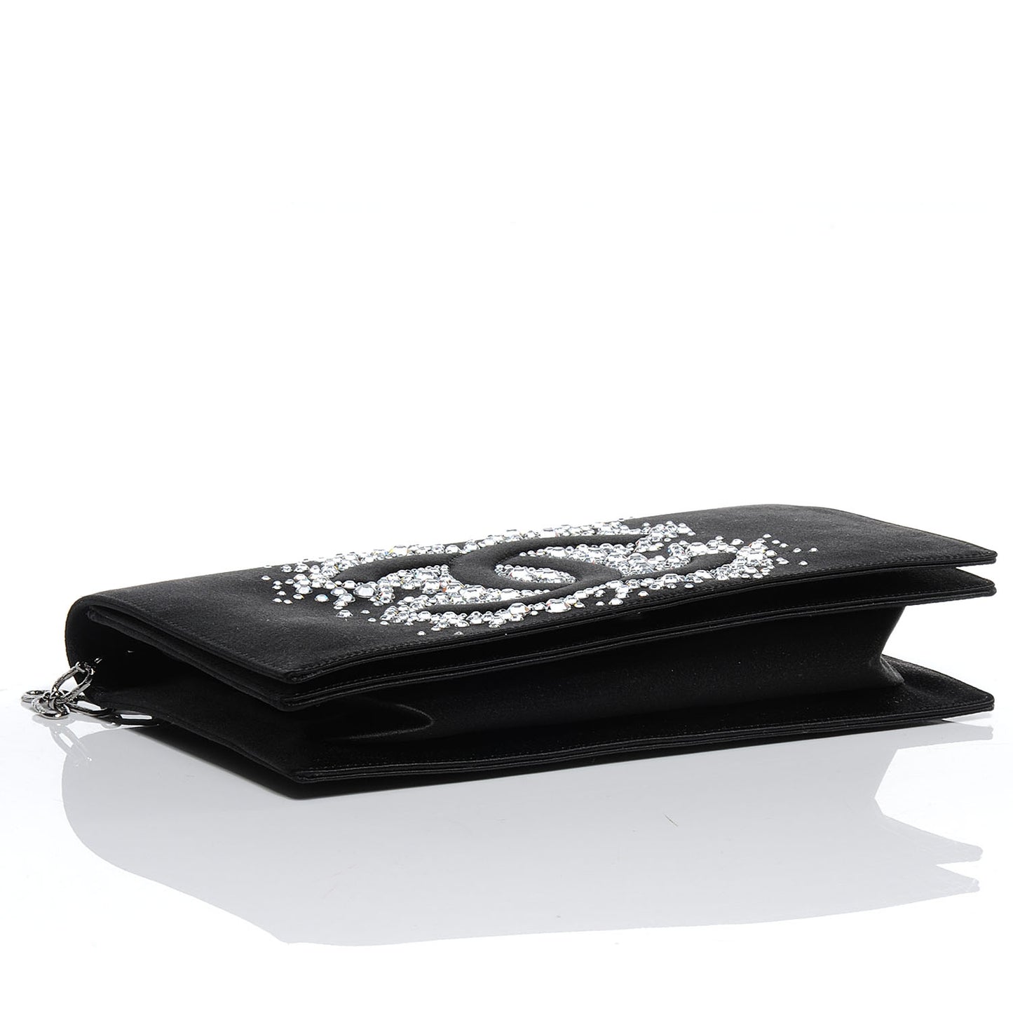Satin Diamante Evening Clutch Bag Black