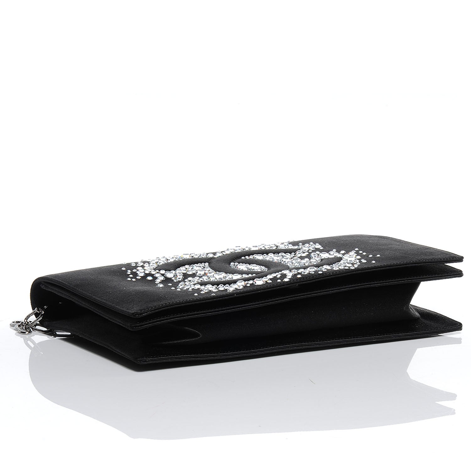 Chanel Satin Diamante Evening Clutch Bag Black 4 of 8