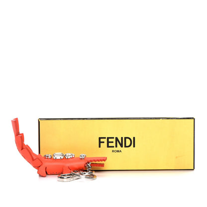 Fendi Calfskin Crystal Crocodile Bag Charm Key Ring Papavero 4 of 4