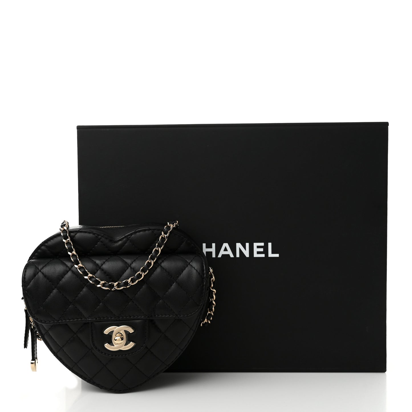 Lambskin Quilted CC In Love Heart Bag Black