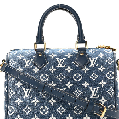 Louis Vuitton Monogram Jacquard Denim Speedy Bandouliere 25 Bleu 8 of 10