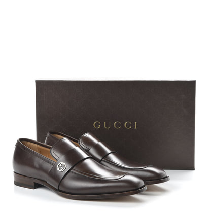Gucci Spirit Calfskin Mens Broadwick Loafers 9 Cocoa 9 of 9