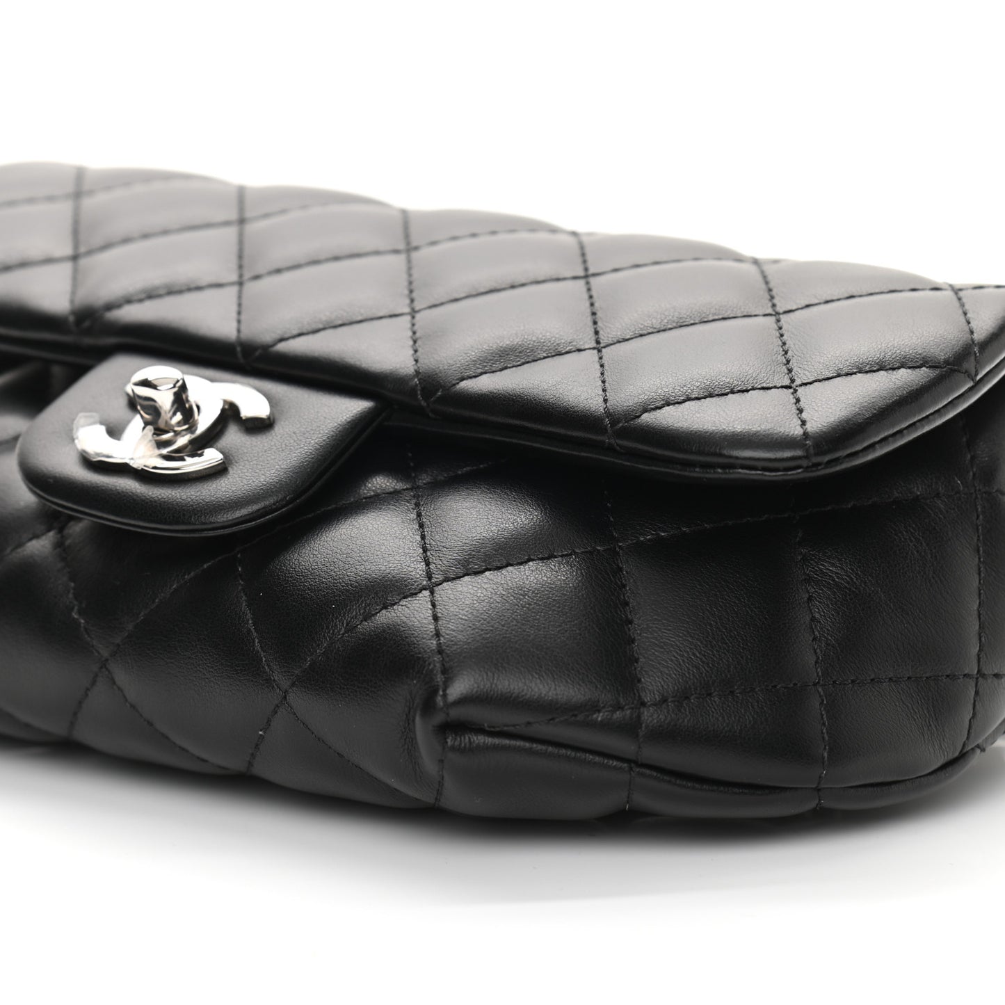 Calfskin Quilted CC Uniform Flap Belt Bag Black