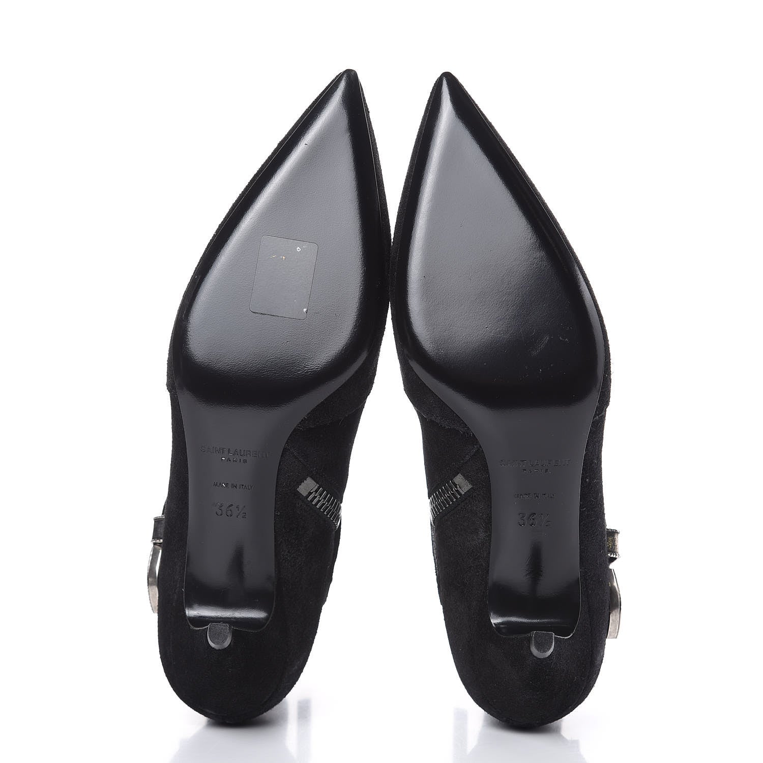 Saint Laurent Baby Wool Suede Charlotte Buckle 55 Booties 36.5 Black 5 of 7