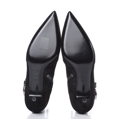 Saint Laurent Baby Wool Suede Charlotte Buckle 55 Booties 36.5 Black 5 of 7