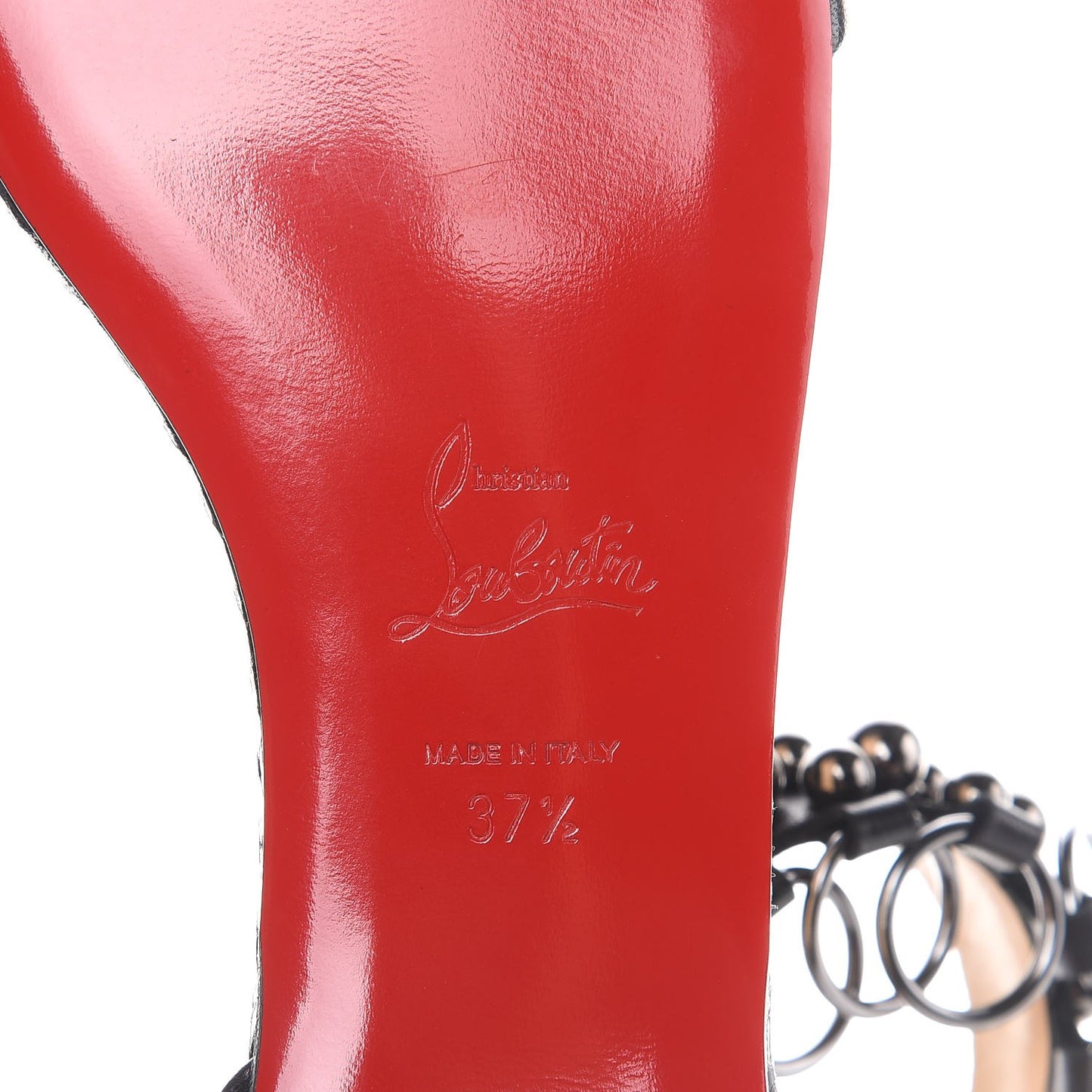 Shiny Nappa Lame Sirene Gypsoflat Sandals 37.5 Black