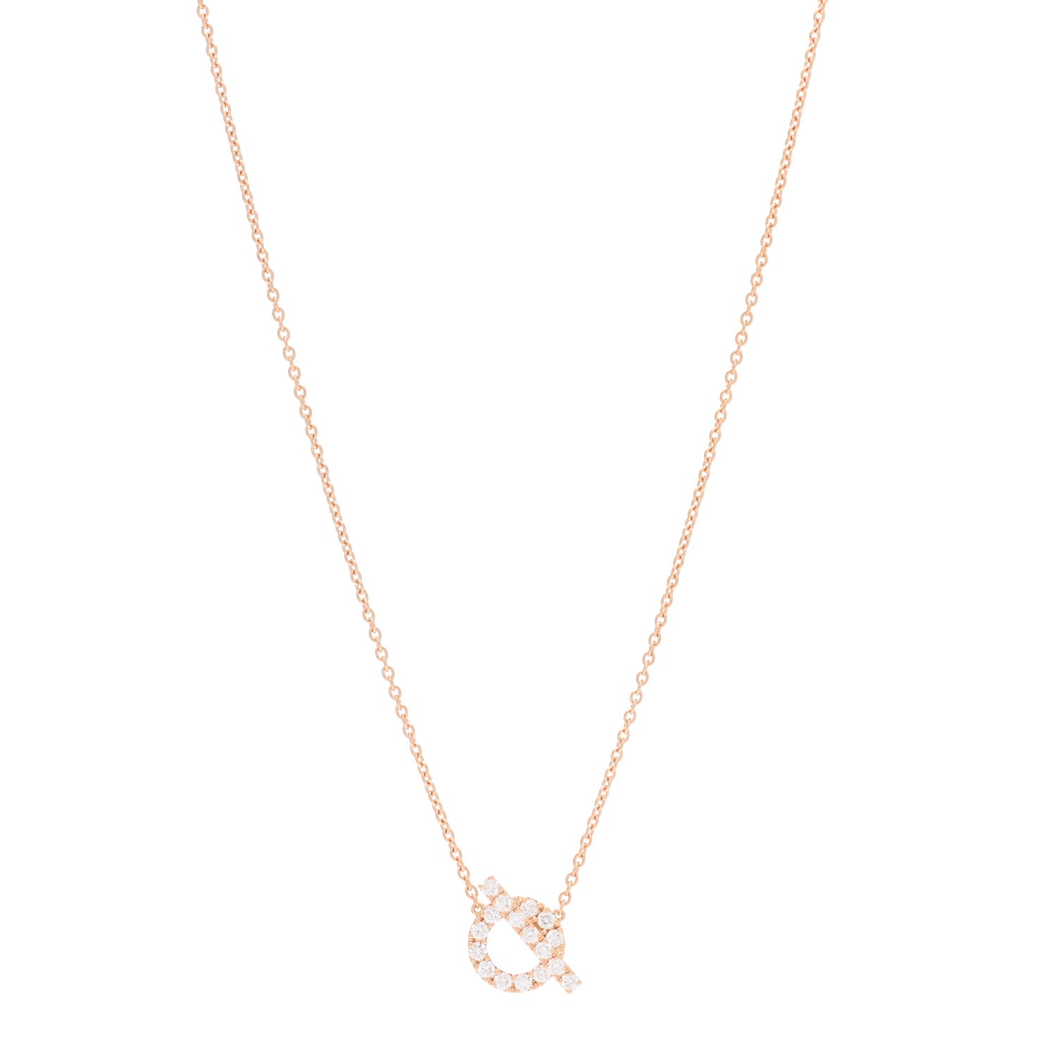 Hermes 18K Rose Gold Diamond Finesse Pendant Necklace 1 of 5