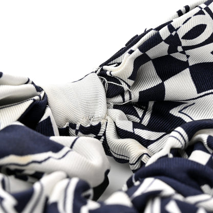 Chanel Silk Logo Hair Tie Navy Blue White 7 of 7