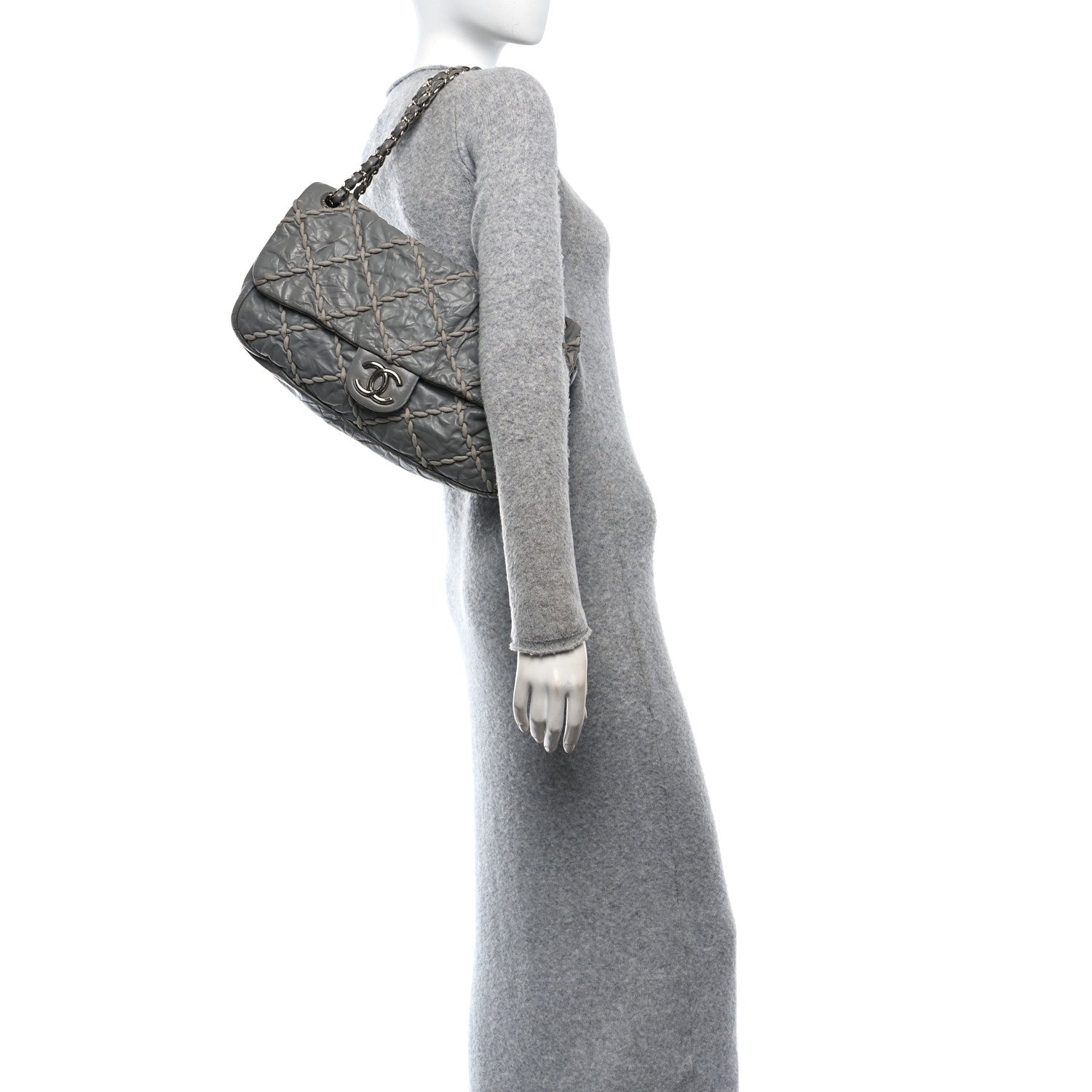 Chanel Calfskin Ultra Stitch Oversized Flap Grey 2 of 12