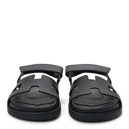 Hermes Calfskin Womens Chypre Sandals 36.5 Black 2 of 9
