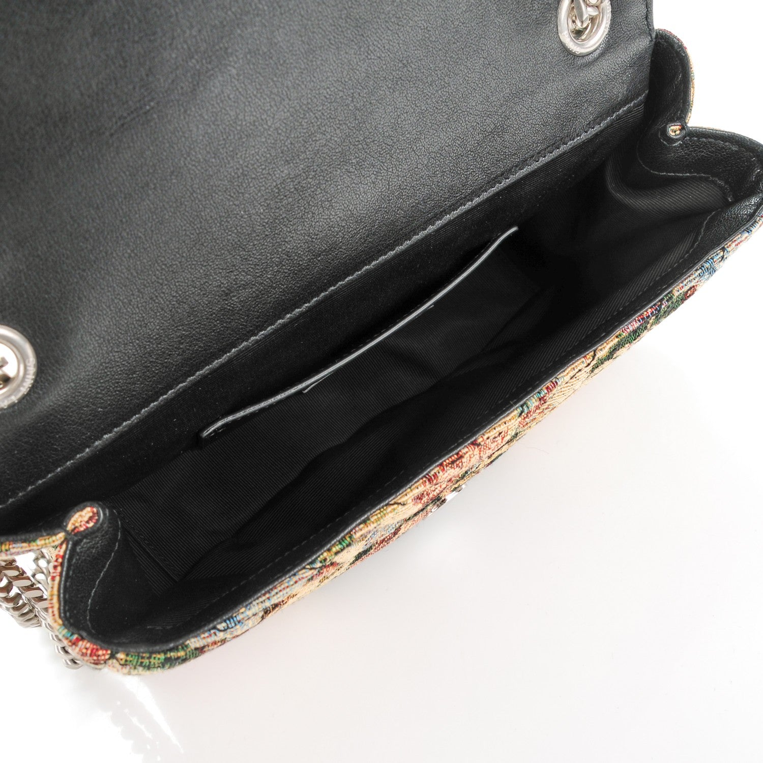 Saint Laurent Floral Print Canvas Matelasse Medium Monogram Satchel Beige Blue Red 5 of 8