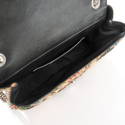 Saint Laurent Floral Print Canvas Matelasse Medium Monogram Satchel Beige Blue Red 5 of 8