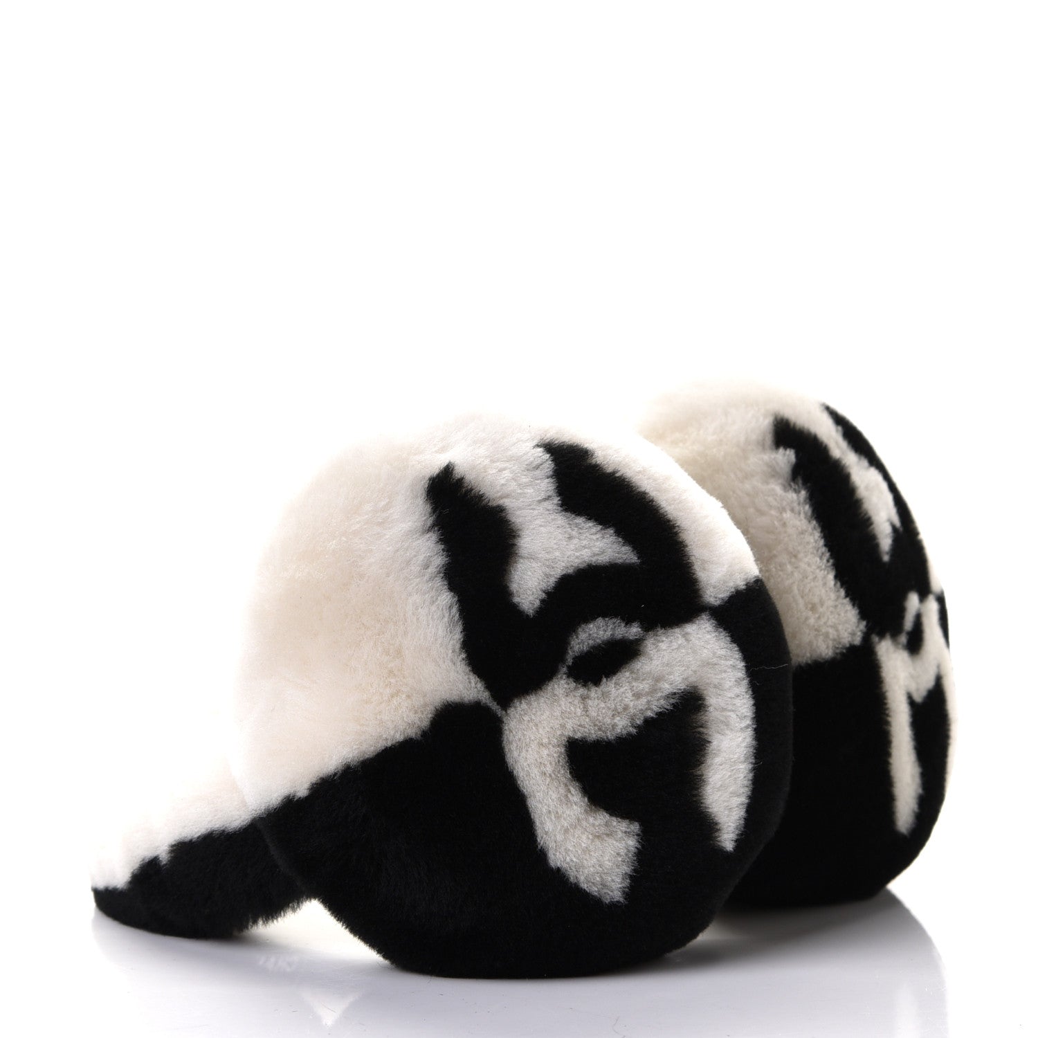Chanel Shearling CC Ear Muffs Black White 3 of 3