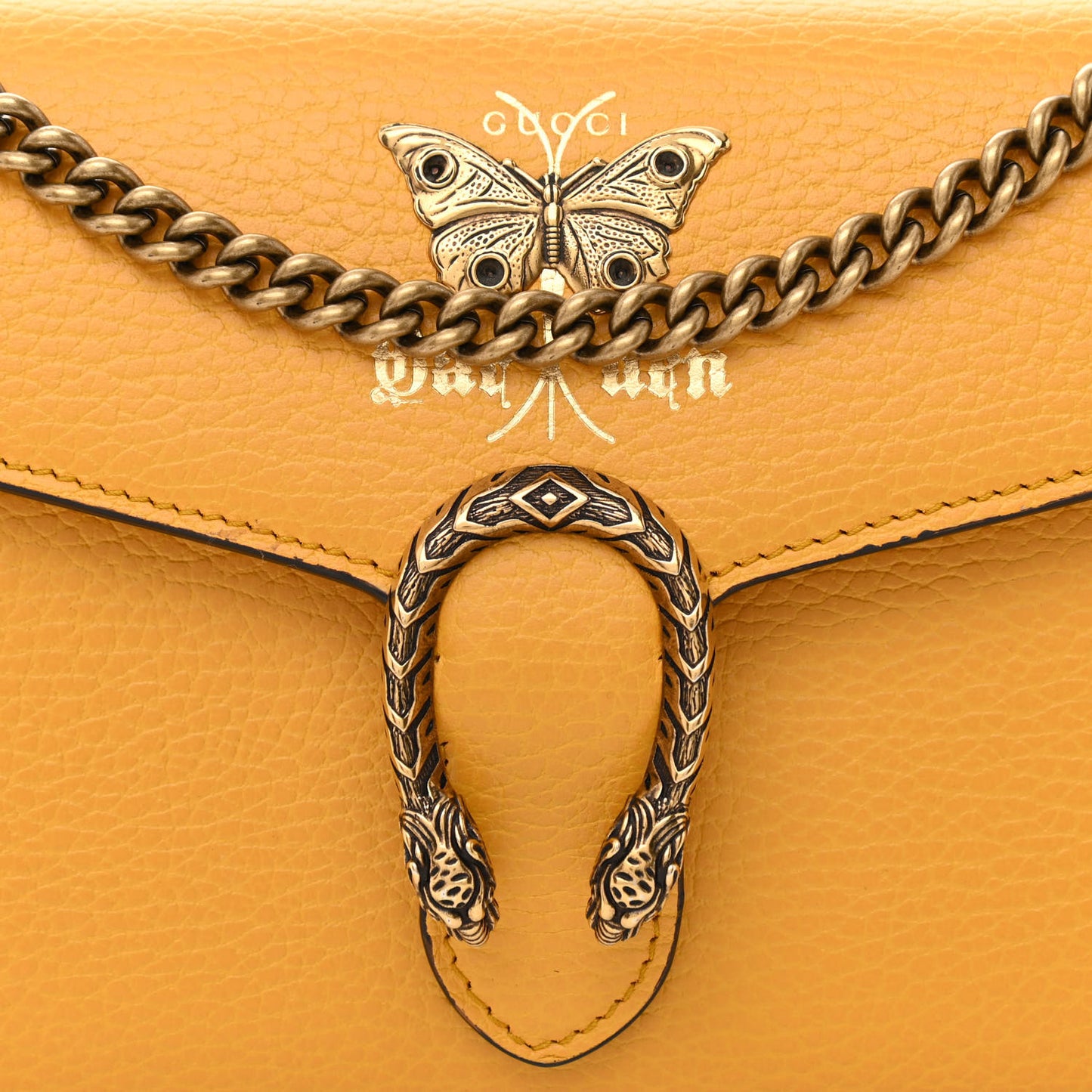 Calfskin Garden Dionysus Chain Wallet Yellow