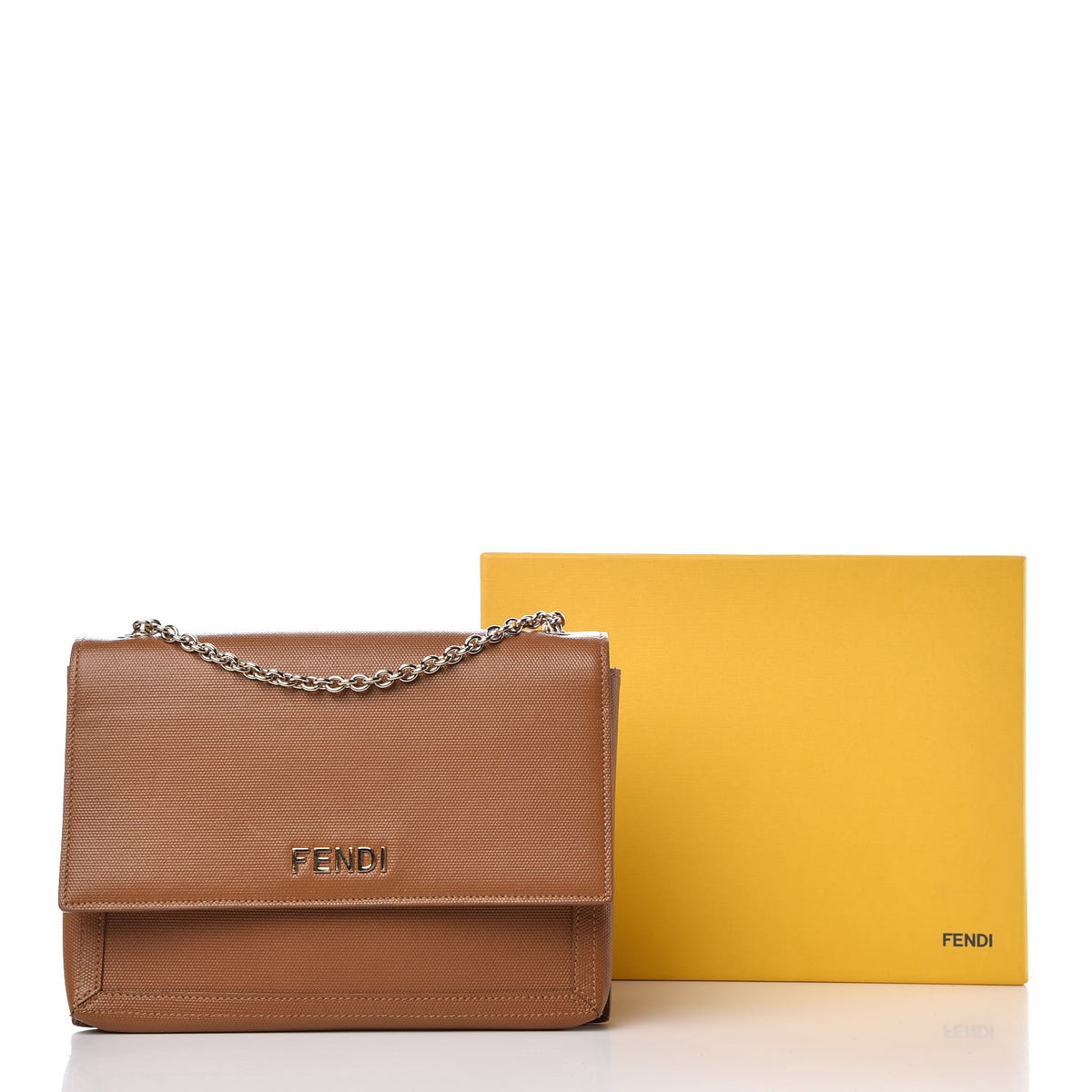 Vitello Oro Chain Clutch Brown