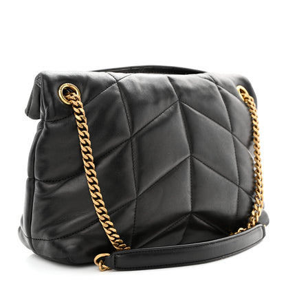 Saint Laurent Lambskin Quilted Small Loulou Puffer Monogram Chain Tote Black 3 of 12