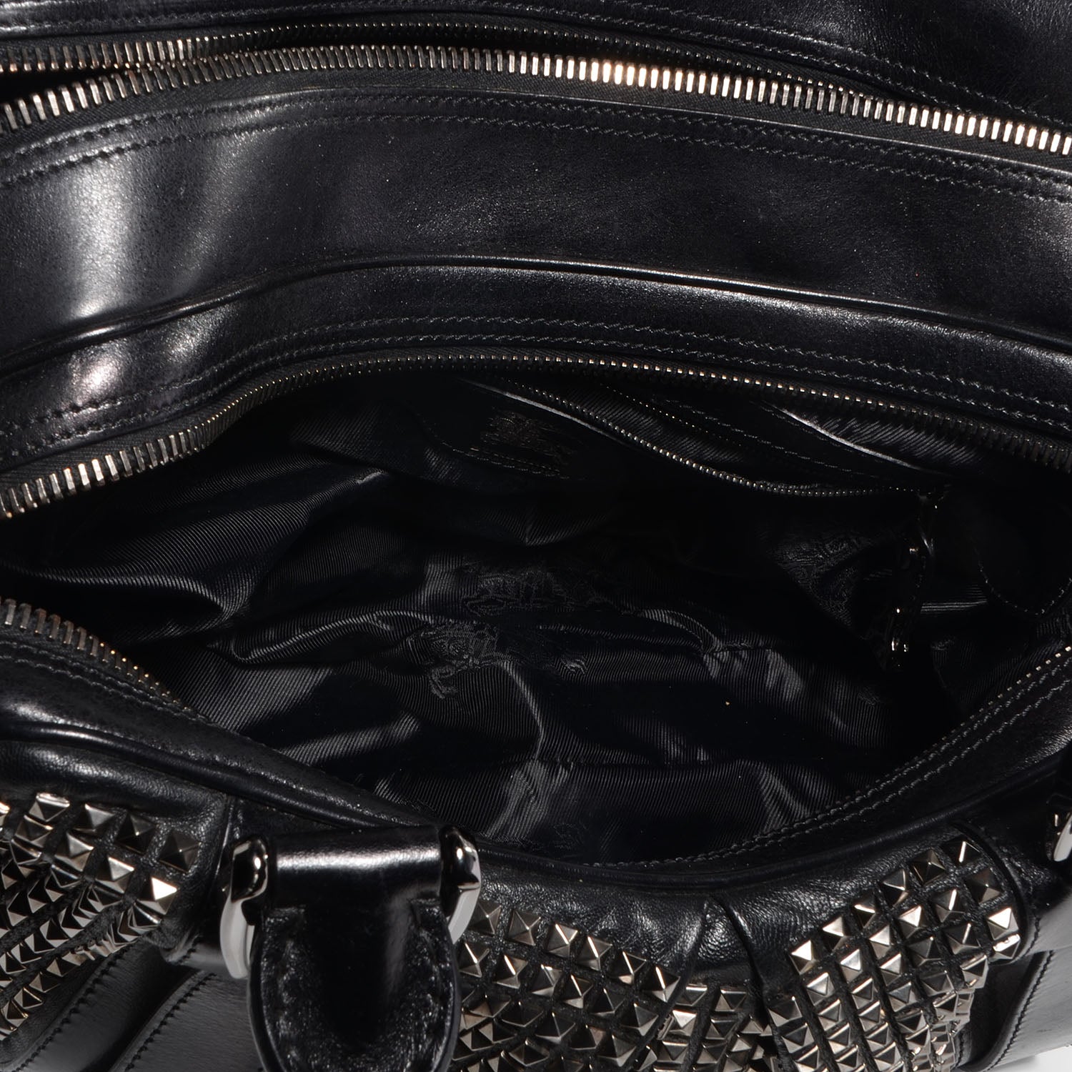 Burberry Prorsum Calfskin Studded Knight Satchel Black 5 of 10