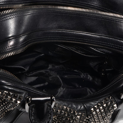 Burberry Prorsum Calfskin Studded Knight Satchel Black 5 of 10