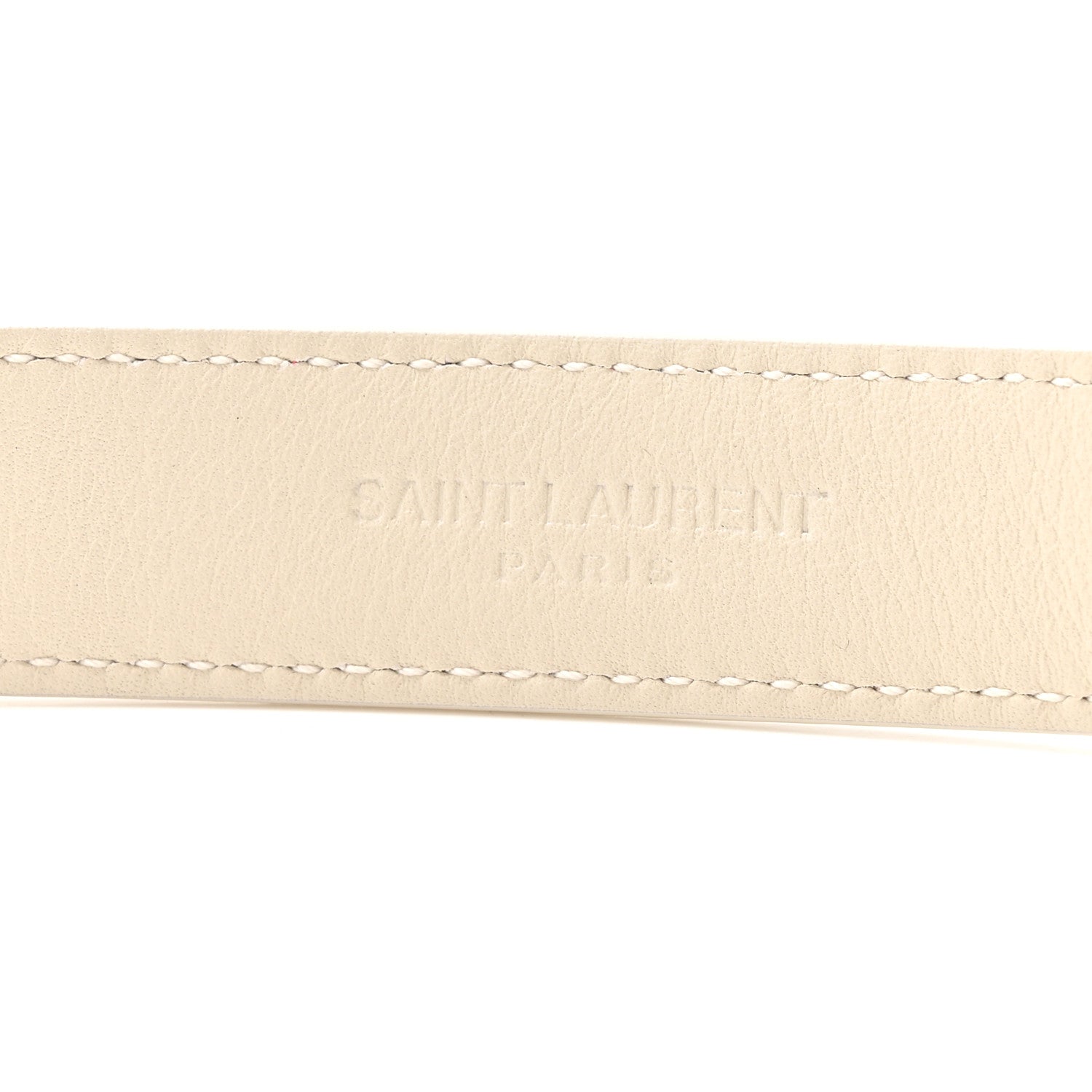 Saint Laurent Smooth Calfskin Monogram Square Buckle Belt 80 32 Crema Soft 5 of 7
