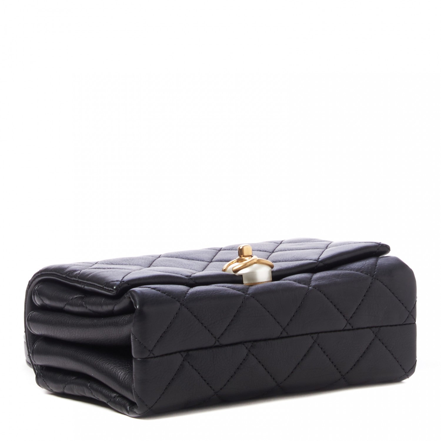Chanel Calfskin Quilted Accordion Pearl CC Flap Bag Black 3 of 9