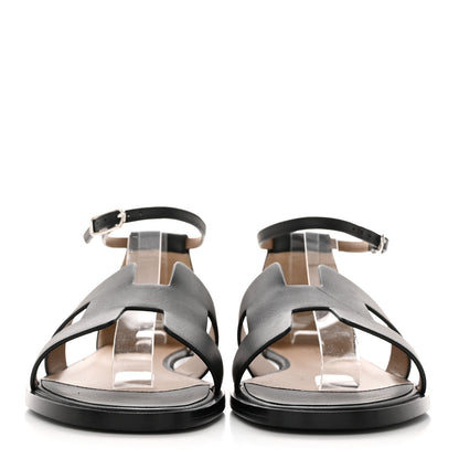 Hermes Calfskin Santorini Sandals 39 Black 2 of 9