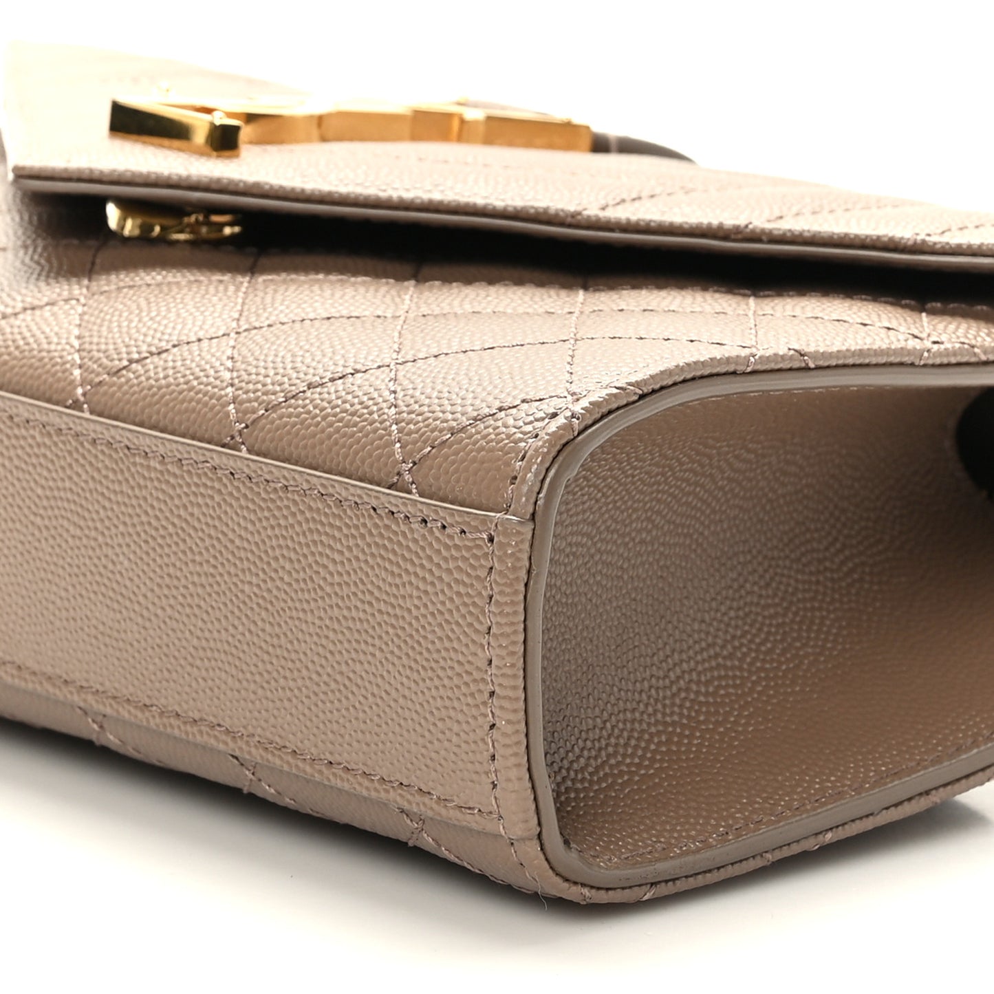 Grain De Poudre Textured Mixed Matelasse Triquilt Small Monogram Satchel Taupe