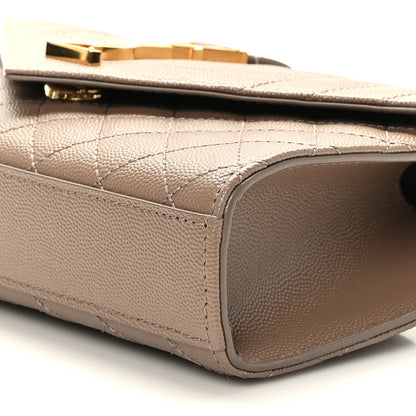 Saint Laurent Grain De Poudre Textured Mixed Matelasse Triquilt Small Monogram Satchel Taupe 8 of 9