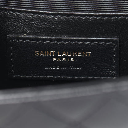 Saint Laurent Grain De Poudre Textured Mixed Matelasse Triquilt Small Monogram Satchel Black 6 of 8
