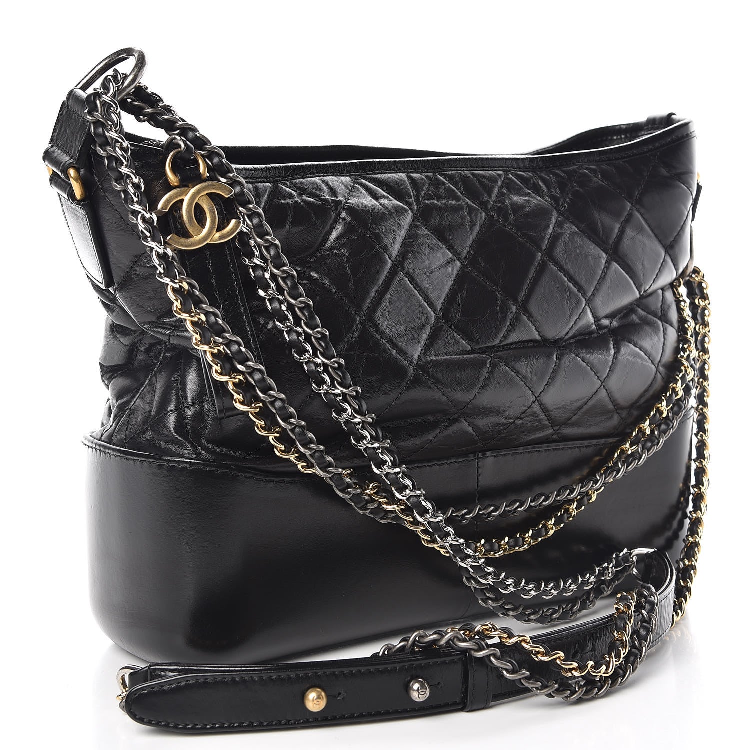 Chanel Aged Calfskin Quilted Medium Gabrielle Hobo Black 3 of 9