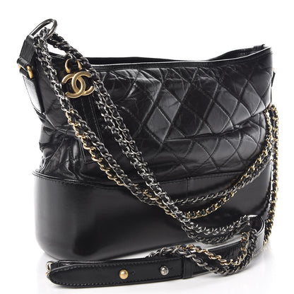 Chanel Aged Calfskin Quilted Medium Gabrielle Hobo Black 3 of 9